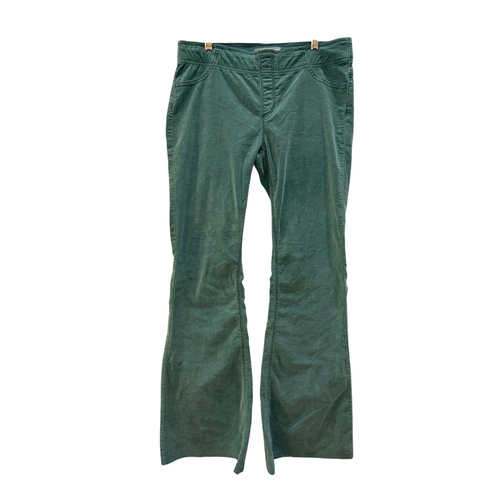Free People Pull On Stretch Corduroy Flare Pants‎ Green Size 28 Retro Boho
